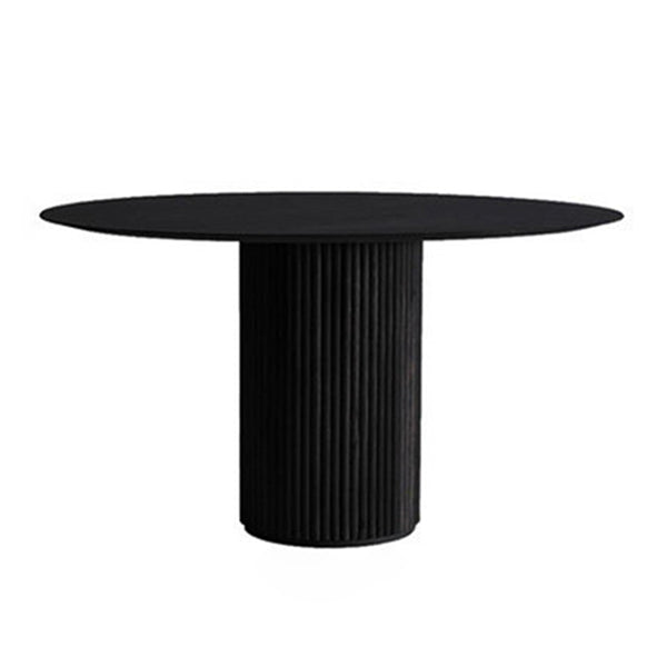 Modern Round Wood Dining Table Home Kitchen Dinner Pedestal Dining Table Black Without Chairs Clearhalo 'Dining Tables & Seating' 'Dining Tables' 'dining_table' 'furn' 'furn_dining_table' 'Furniture' 'furniture_dining_table' 'Kitchen & Dining Furniture' 'kitchen' 'kitchen_dining_table' 4745693