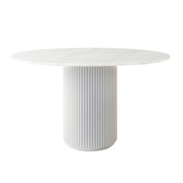 Modern Round Wood Dining Table Home Kitchen Dinner Pedestal Dining Table White Without Chairs Clearhalo 'Dining Tables & Seating' 'Dining Tables' 'dining_table' 'furn' 'furn_dining_table' 'Furniture' 'furniture_dining_table' 'Kitchen & Dining Furniture' 'kitchen' 'kitchen_dining_table' 4745695