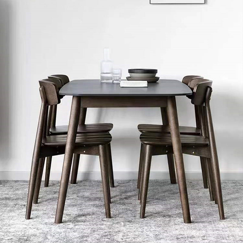 Stone Top Dining Table Mid-Century Modern Dining Table with 4 Brown Legs 70.9"L x 35.4"W x 29.5"H Clearhalo 'Dining Tables & Seating' 'Dining Tables' 'dining_table' 'Furniture' 'furniture_dining_table' 'Kitchen & Dining Furniture' 'kitchen' 'kitchen_dining_table' 4745710