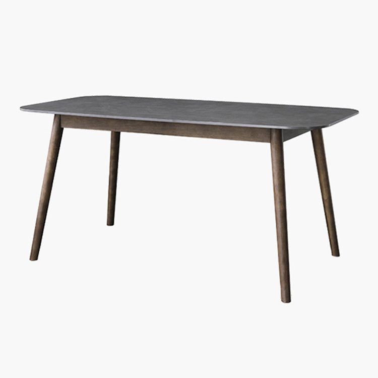 Stone Top Dining Table Mid-Century Modern Dining Table with 4 Brown Legs 59.1"L x 31.5"W x 29.5"H Clearhalo 'Dining Tables & Seating' 'Dining Tables' 'dining_table' 'Furniture' 'furniture_dining_table' 'Kitchen & Dining Furniture' 'kitchen' 'kitchen_dining_table' 4745712