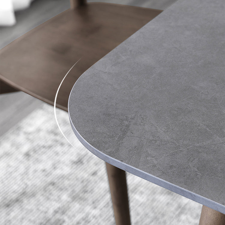 Stone Top Dining Table Mid-Century Modern Dining Table with 4 Brown Legs Clearhalo 'Dining Tables & Seating' 'Dining Tables' 'dining_table' 'Furniture' 'furniture_dining_table' 'Kitchen & Dining Furniture' 'kitchen' 'kitchen_dining_table' 4745713