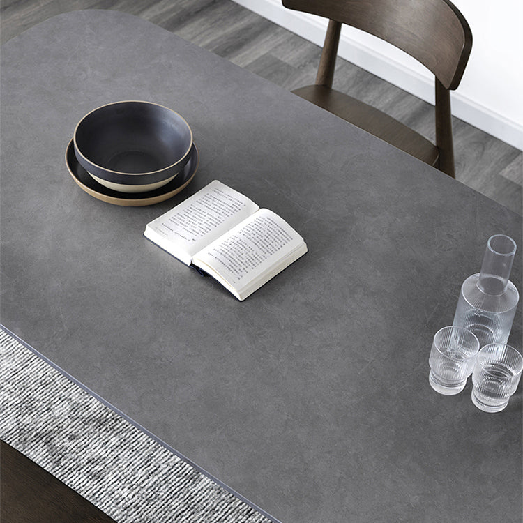 Stone Top Dining Table Mid-Century Modern Dining Table with 4 Brown Legs Clearhalo 'Dining Tables & Seating' 'Dining Tables' 'dining_table' 'Furniture' 'furniture_dining_table' 'Kitchen & Dining Furniture' 'kitchen' 'kitchen_dining_table' 4745715
