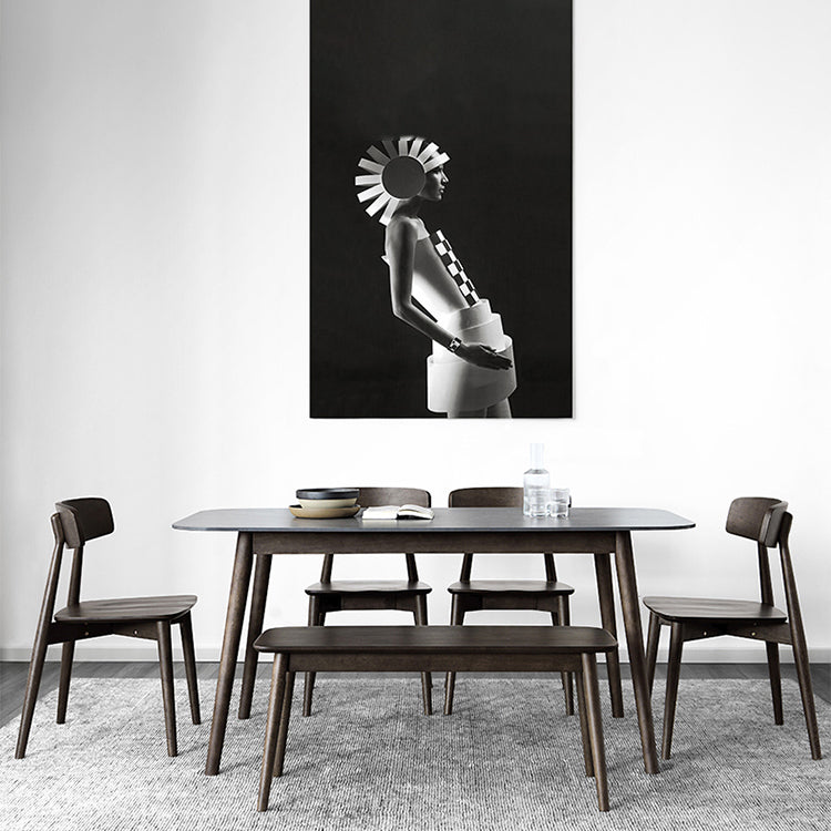 Stone Top Dining Table Mid-Century Modern Dining Table with 4 Brown Legs Clearhalo 'Dining Tables & Seating' 'Dining Tables' 'dining_table' 'Furniture' 'furniture_dining_table' 'Kitchen & Dining Furniture' 'kitchen' 'kitchen_dining_table' 4745717
