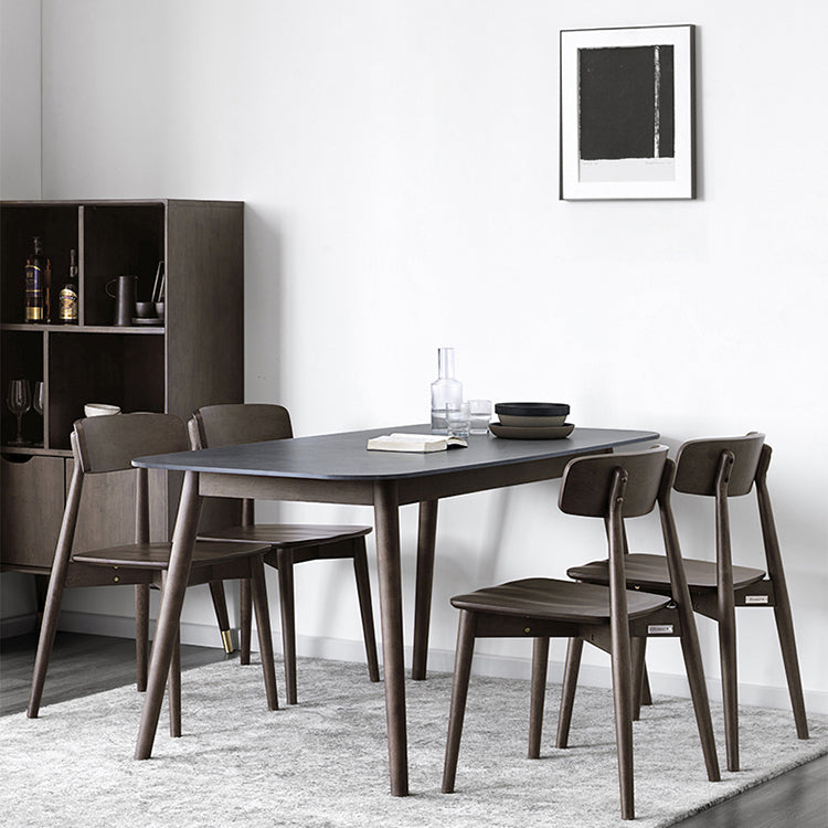 Stone Top Dining Table Mid-Century Modern Dining Table with 4 Brown Legs Clearhalo 'Dining Tables & Seating' 'Dining Tables' 'dining_table' 'Furniture' 'furniture_dining_table' 'Kitchen & Dining Furniture' 'kitchen' 'kitchen_dining_table' 4745719