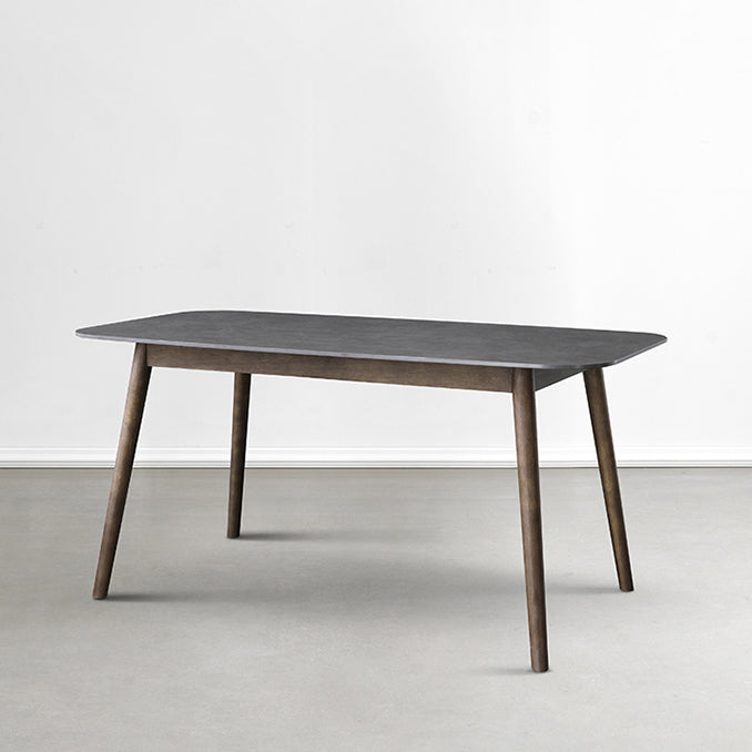 Stone Top Dining Table Mid-Century Modern Dining Table with 4 Brown Legs Clearhalo 'Dining Tables & Seating' 'Dining Tables' 'dining_table' 'Furniture' 'furniture_dining_table' 'Kitchen & Dining Furniture' 'kitchen' 'kitchen_dining_table' 4745721