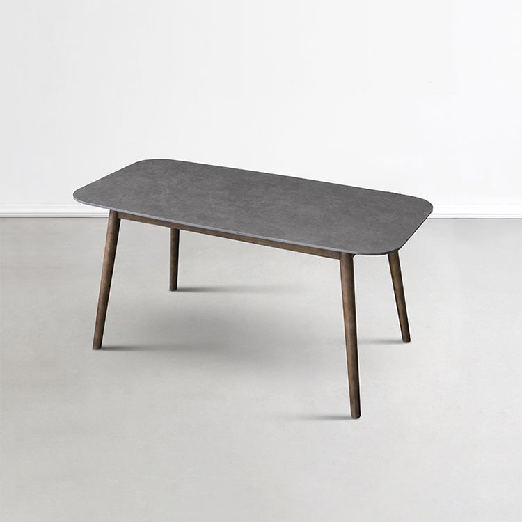 Stone Top Dining Table Mid-Century Modern Dining Table with 4 Brown Legs Clearhalo 'Dining Tables & Seating' 'Dining Tables' 'dining_table' 'Furniture' 'furniture_dining_table' 'Kitchen & Dining Furniture' 'kitchen' 'kitchen_dining_table' 4745722