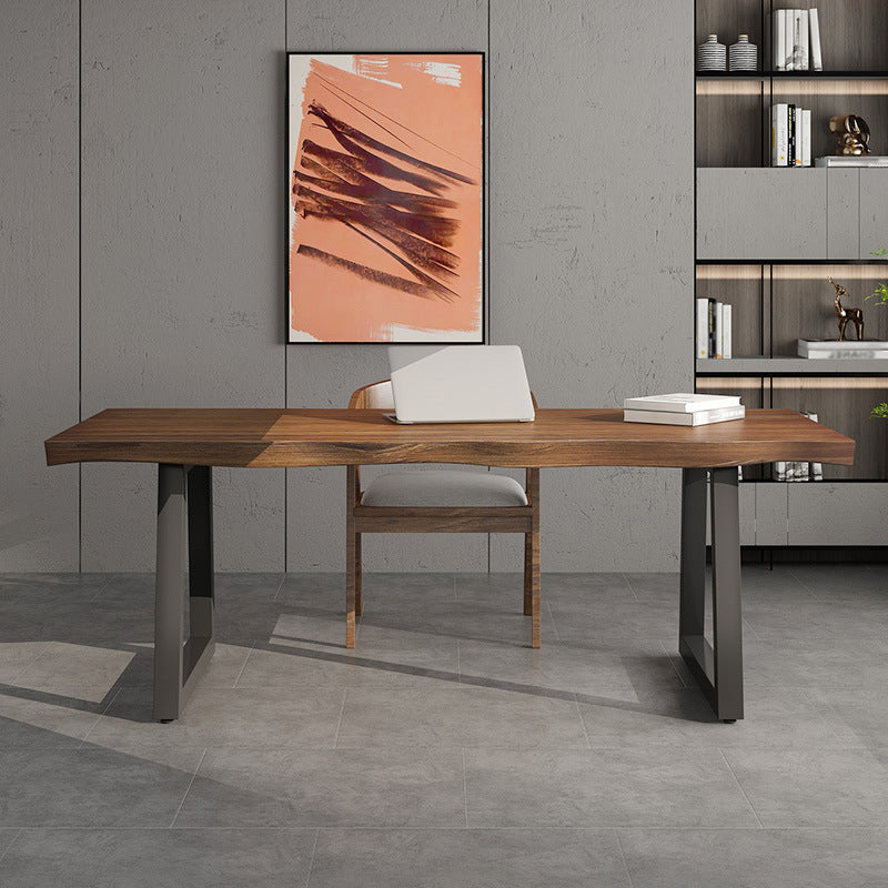 Industrial Rectangle Solid Wood Standard Height Table Double Pedestal Dining Table 63"L x 31.5"W x 29.5"H Clearhalo 'Dining Tables & Seating' 'Dining Tables' 'dining_table' 'Furniture' 'furniture_dining_table' 'Kitchen & Dining Furniture' 'kitchen' 'kitchen_dining_table' 4745733