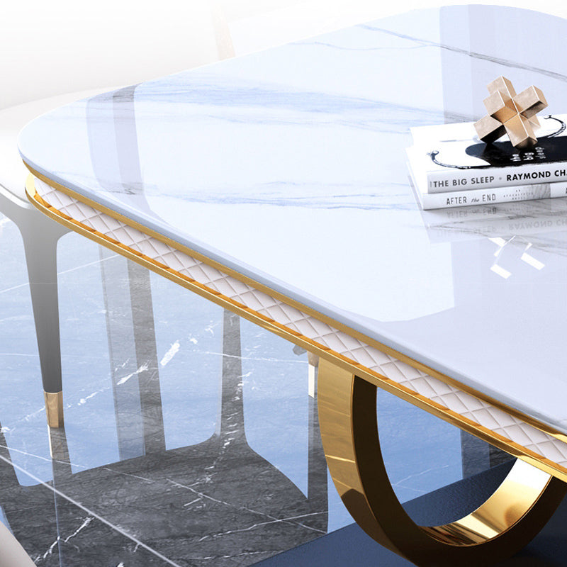 Stone Top Dining Table Traditional Luxury Table with Pedestal in Gold Clearhalo 'Dining Tables & Seating' 'Dining Tables' 'dining_table' 'furn' 'furn_dining_table' 'Furniture' 'furniture_dining_table' 'Kitchen & Dining Furniture' 'kitchen' 'kitchen_dining_table' 4745761