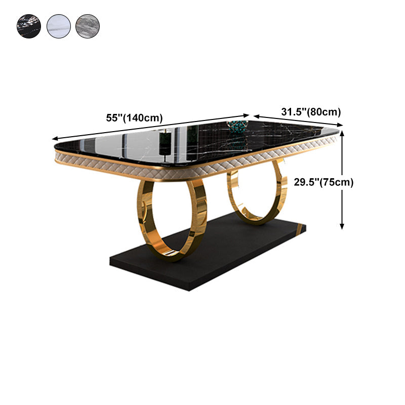 Stone Top Dining Table Traditional Luxury Table with Pedestal in Gold Clearhalo 'Dining Tables & Seating' 'Dining Tables' 'dining_table' 'furn' 'furn_dining_table' 'Furniture' 'furniture_dining_table' 'Kitchen & Dining Furniture' 'kitchen' 'kitchen_dining_table' 4745766