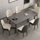 Rectangle Sintered Stone Table for Restaurant Industrial Dining Table with Double Pedestal Black 55.1"L x 31.5"W x 29.5"H Without Chairs Clearhalo 'Dining Tables & Seating' 'Dining Tables' 'dining_table' 'furn' 'furn_dining_table' 'Furniture' 'furniture_dining_table' 'Kitchen & Dining Furniture' 'kitchen' 'kitchen_dining_table' 4745770