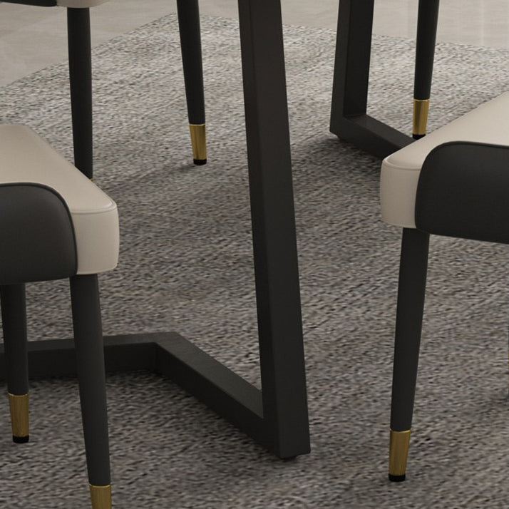 Rectangle Sintered Stone Table for Restaurant Industrial Dining Table with Double Pedestal Clearhalo 'Dining Tables & Seating' 'Dining Tables' 'dining_table' 'furn' 'furn_dining_table' 'Furniture' 'furniture_dining_table' 'Kitchen & Dining Furniture' 'kitchen' 'kitchen_dining_table' 4745775
