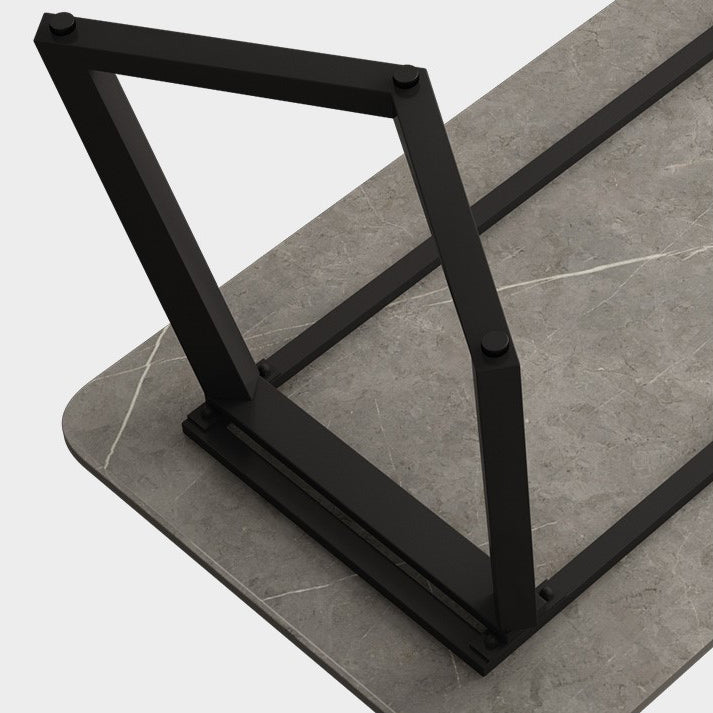 Rectangle Sintered Stone Table for Restaurant Industrial Dining Table with Double Pedestal Clearhalo 'Dining Tables & Seating' 'Dining Tables' 'dining_table' 'furn' 'furn_dining_table' 'Furniture' 'furniture_dining_table' 'Kitchen & Dining Furniture' 'kitchen' 'kitchen_dining_table' 4745777