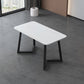 Rectangle Sintered Stone Table for Restaurant Industrial Dining Table with Double Pedestal White 51.2"L x 27.6"W x 29.5"H Without Chairs Clearhalo 'Dining Tables & Seating' 'Dining Tables' 'dining_table' 'furn' 'furn_dining_table' 'Furniture' 'furniture_dining_table' 'Kitchen & Dining Furniture' 'kitchen' 'kitchen_dining_table' 4745779