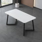 Rectangle Sintered Stone Table for Restaurant Industrial Dining Table with Double Pedestal White 63"L x 31.5"W x 29.5"H Without Chairs Clearhalo 'Dining Tables & Seating' 'Dining Tables' 'dining_table' 'furn' 'furn_dining_table' 'Furniture' 'furniture_dining_table' 'Kitchen & Dining Furniture' 'kitchen' 'kitchen_dining_table' 4745783