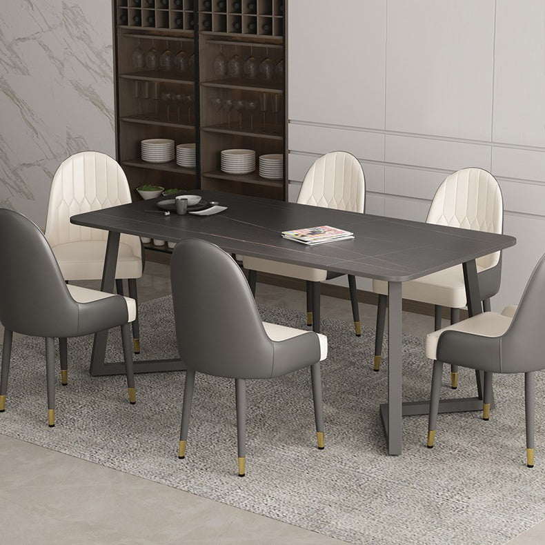 Rectangle Sintered Stone Table for Restaurant Industrial Dining Table with Double Pedestal Clearhalo 'Dining Tables & Seating' 'Dining Tables' 'dining_table' 'furn' 'furn_dining_table' 'Furniture' 'furniture_dining_table' 'Kitchen & Dining Furniture' 'kitchen' 'kitchen_dining_table' 4745786