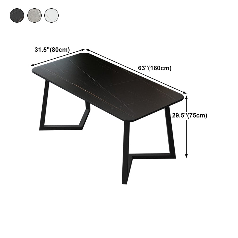 Rectangle Sintered Stone Table for Restaurant Industrial Dining Table with Double Pedestal Clearhalo 'Dining Tables & Seating' 'Dining Tables' 'dining_table' 'furn' 'furn_dining_table' 'Furniture' 'furniture_dining_table' 'Kitchen & Dining Furniture' 'kitchen' 'kitchen_dining_table' 4745790