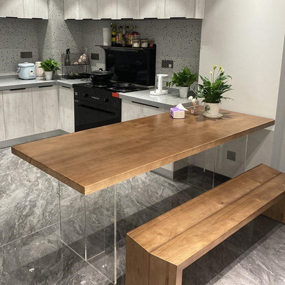Modern Solid Wood Kitchen Table Rectangle Dining Table with Double Pedestal Brown Without Chairs Clearhalo 'Dining Tables & Seating' 'Dining Tables' 'dining_table' 'furn' 'furn_dining_table' 'Furniture' 'furniture_dining_table' 'Kitchen & Dining Furniture' 'kitchen' 'kitchen_dining_table' 4745803