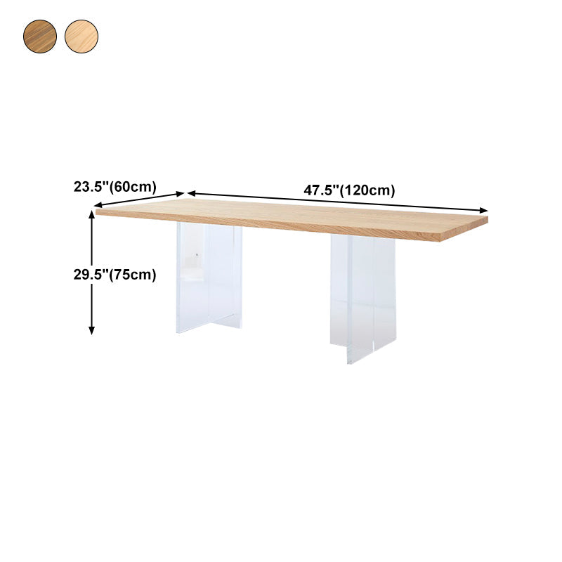 Modern Solid Wood Kitchen Table Rectangle Dining Table with Double Pedestal Clearhalo 'Dining Tables & Seating' 'Dining Tables' 'dining_table' 'furn' 'furn_dining_table' 'Furniture' 'furniture_dining_table' 'Kitchen & Dining Furniture' 'kitchen' 'kitchen_dining_table' 4745804