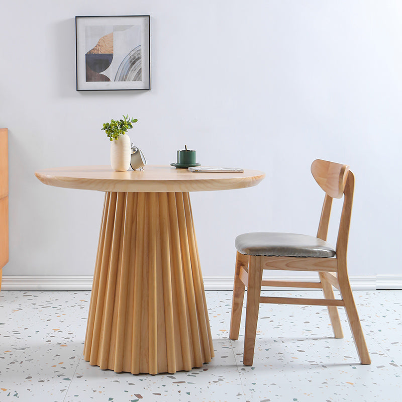 Modern Round Dining Table Natural Solid Wood Base Pedestal Dining Table Natural 43.3"L x 43.3"W x 29.5"H Without Chairs Clearhalo 'Dining Tables & Seating' 'Dining Tables' 'dining_table' 'furn' 'furn_dining_table' 'Furniture' 'furniture_dining_table' 'Kitchen & Dining Furniture' 'kitchen' 'kitchen_dining_table' 4745815