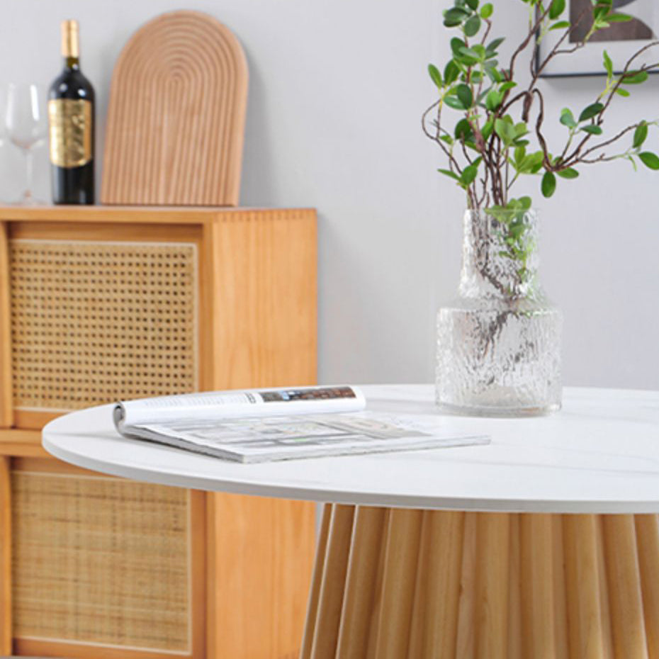 Modern Round Dining Table Natural Solid Wood Base Pedestal Dining Table Clearhalo 'Dining Tables & Seating' 'Dining Tables' 'dining_table' 'furn' 'furn_dining_table' 'Furniture' 'furniture_dining_table' 'Kitchen & Dining Furniture' 'kitchen' 'kitchen_dining_table' 4745821