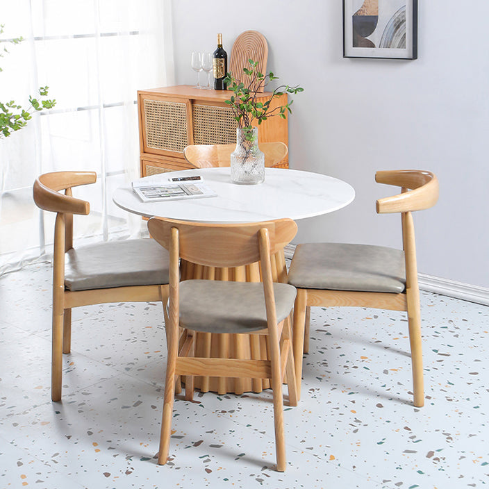 Modern Round Dining Table Natural Solid Wood Base Pedestal Dining Table Clearhalo 'Dining Tables & Seating' 'Dining Tables' 'dining_table' 'furn' 'furn_dining_table' 'Furniture' 'furniture_dining_table' 'Kitchen & Dining Furniture' 'kitchen' 'kitchen_dining_table' 4745822