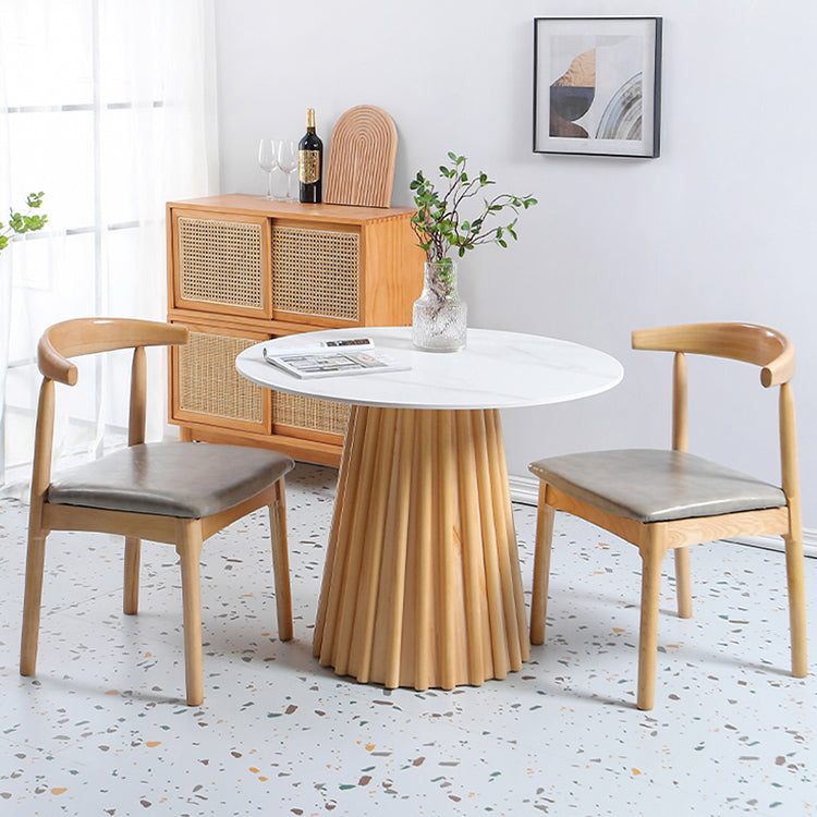 Modern Round Dining Table Natural Solid Wood Base Pedestal Dining Table Clearhalo 'Dining Tables & Seating' 'Dining Tables' 'dining_table' 'furn' 'furn_dining_table' 'Furniture' 'furniture_dining_table' 'Kitchen & Dining Furniture' 'kitchen' 'kitchen_dining_table' 4745825