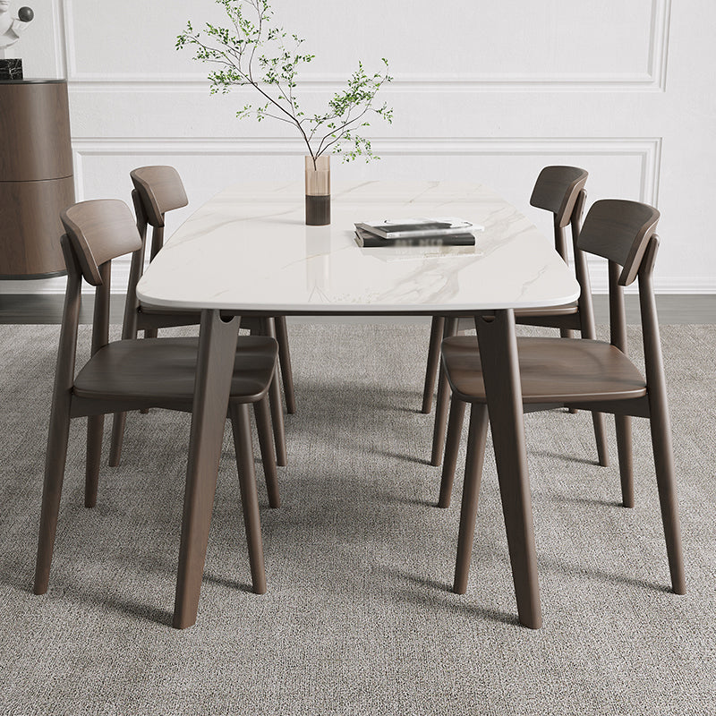 Contemporary Solid Wood Dining Table Sintered Stone Dining Table with 4 Legs White Without Chairs Clearhalo 'Dining Tables & Seating' 'Dining Tables' 'dining_table' 'furn' 'furn_dining_table' 'Furniture' 'furniture_dining_table' 'Kitchen & Dining Furniture' 'kitchen' 'kitchen_dining_table' 4745837