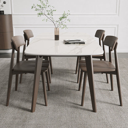 Contemporary Solid Wood Dining Table Sintered Stone Dining Table with 4 Legs White Without Chairs Clearhalo 'Dining Tables & Seating' 'Dining Tables' 'dining_table' 'furn' 'furn_dining_table' 'Furniture' 'furniture_dining_table' 'Kitchen & Dining Furniture' 'kitchen' 'kitchen_dining_table' 4745837