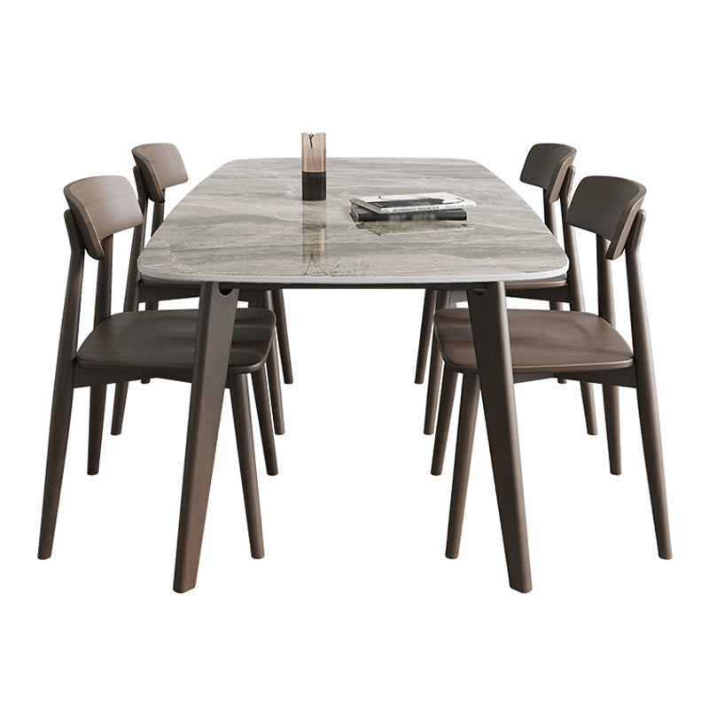 Contemporary Solid Wood Dining Table Sintered Stone Dining Table with 4 Legs Light Grey Without Chairs Clearhalo 'Dining Tables & Seating' 'Dining Tables' 'dining_table' 'furn' 'furn_dining_table' 'Furniture' 'furniture_dining_table' 'Kitchen & Dining Furniture' 'kitchen' 'kitchen_dining_table' 4745839