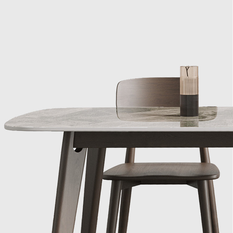 Contemporary Solid Wood Dining Table Sintered Stone Dining Table with 4 Legs Clearhalo 'Dining Tables & Seating' 'Dining Tables' 'dining_table' 'furn' 'furn_dining_table' 'Furniture' 'furniture_dining_table' 'Kitchen & Dining Furniture' 'kitchen' 'kitchen_dining_table' 4745840