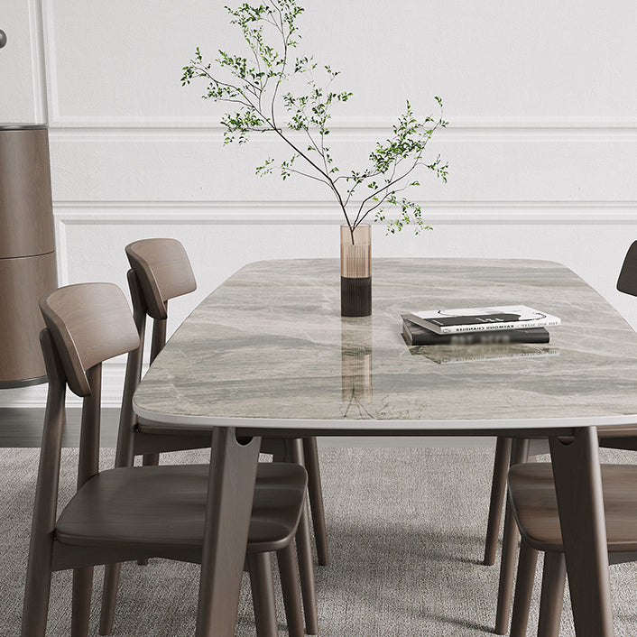 Contemporary Solid Wood Dining Table Sintered Stone Dining Table with 4 Legs Clearhalo 'Dining Tables & Seating' 'Dining Tables' 'dining_table' 'furn' 'furn_dining_table' 'Furniture' 'furniture_dining_table' 'Kitchen & Dining Furniture' 'kitchen' 'kitchen_dining_table' 4745841