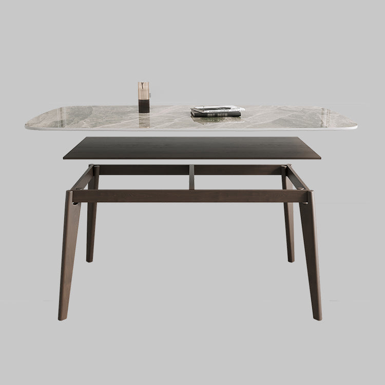 Contemporary Solid Wood Dining Table Sintered Stone Dining Table with 4 Legs Clearhalo 'Dining Tables & Seating' 'Dining Tables' 'dining_table' 'furn' 'furn_dining_table' 'Furniture' 'furniture_dining_table' 'Kitchen & Dining Furniture' 'kitchen' 'kitchen_dining_table' 4745843