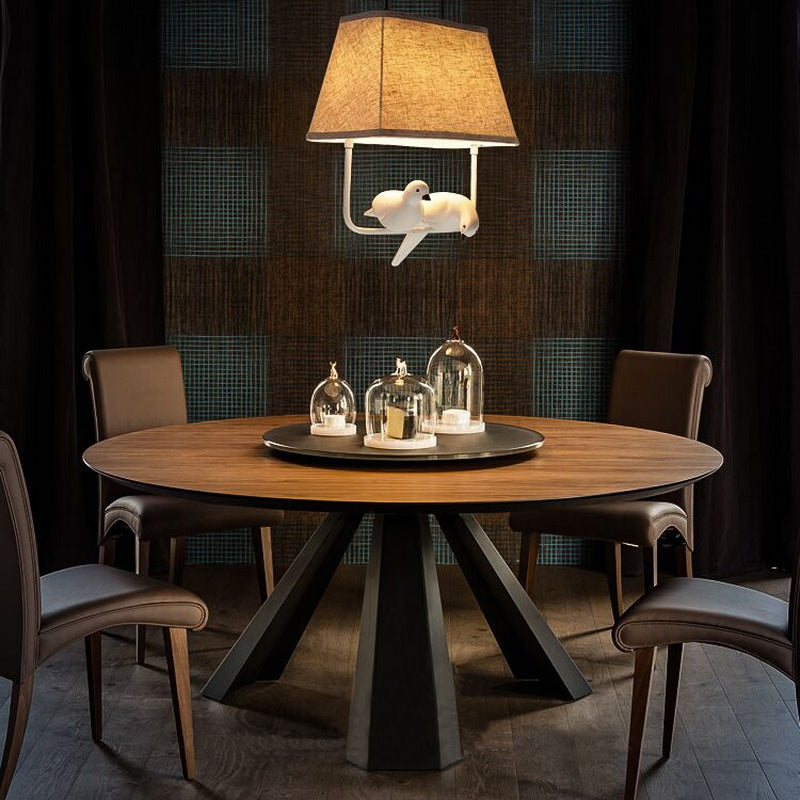 Pine Round Dining Table Black Frame Modern Dining Convertible Dining Table 47.2"L x 47.2"W x 29.5"H Natural Clearhalo 'Dining Tables & Seating' 'Dining Tables' 'dining_table' 'Furniture' 'furniture_dining_table' 'Kitchen & Dining Furniture' 'kitchen' 'kitchen_dining_table' 4745878