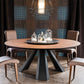 Pine Round Dining Table Black Frame Modern Dining Convertible Dining Table 70.9"L x 70.9"W x 29.5"H Natural Clearhalo 'Dining Tables & Seating' 'Dining Tables' 'dining_table' 'Furniture' 'furniture_dining_table' 'Kitchen & Dining Furniture' 'kitchen' 'kitchen_dining_table' 4745880