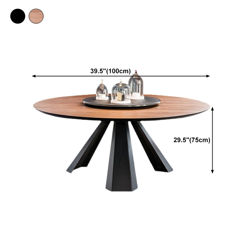 Pine Round Dining Table Black Frame Modern Dining Convertible Dining Table Clearhalo 'Dining Tables & Seating' 'Dining Tables' 'dining_table' 'Furniture' 'furniture_dining_table' 'Kitchen & Dining Furniture' 'kitchen' 'kitchen_dining_table' 4745883