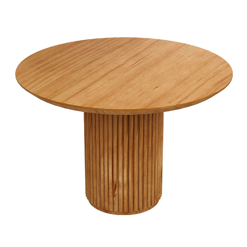 Modern Pedestal Casual Dining Table Round Solid Wood Dinner Table Kitchen Home Dark Wood Without Chairs Clearhalo 'Dining Tables & Seating' 'Dining Tables' 'dining_table' 'furn' 'furn_dining_table' 'Furniture' 'furniture_dining_table' 'Kitchen & Dining Furniture' 'kitchen' 'kitchen_dining_table' 4745912