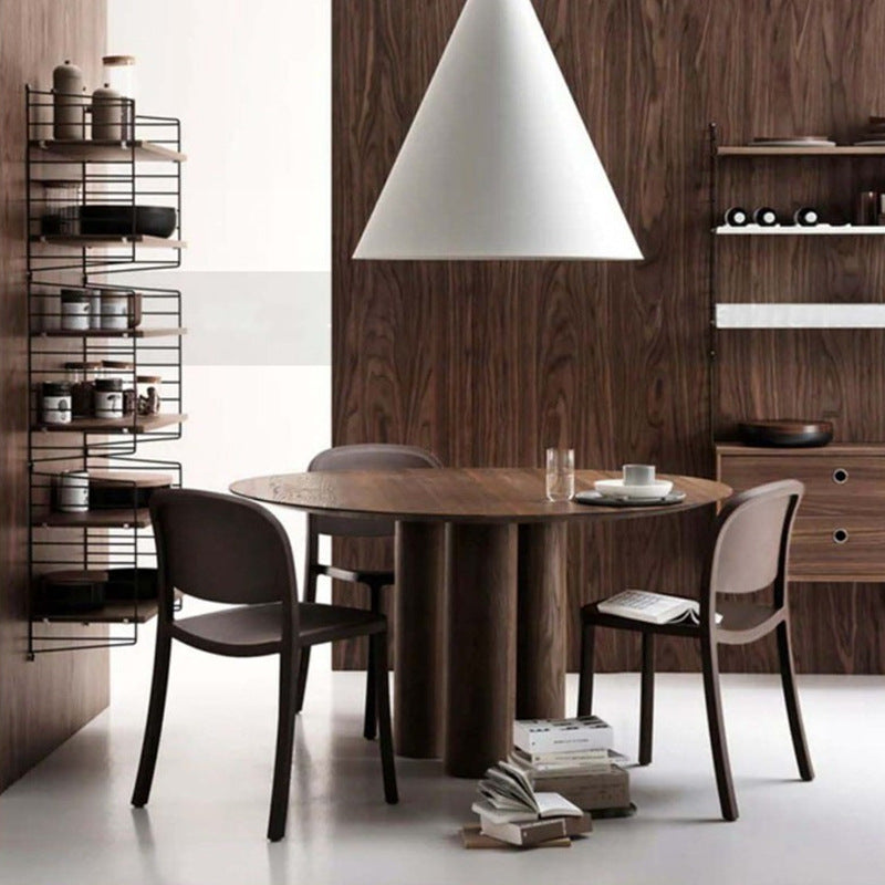 Solid Wood Top Dining Table Contemporary Round Dining Table with 3 Legs Brown Without Chairs Clearhalo 'Dining Tables & Seating' 'Dining Tables' 'dining_table' 'furn' 'furn_dining_table' 'Furniture' 'furniture_dining_table' 'Kitchen & Dining Furniture' 'kitchen' 'kitchen_dining_table' 4745945
