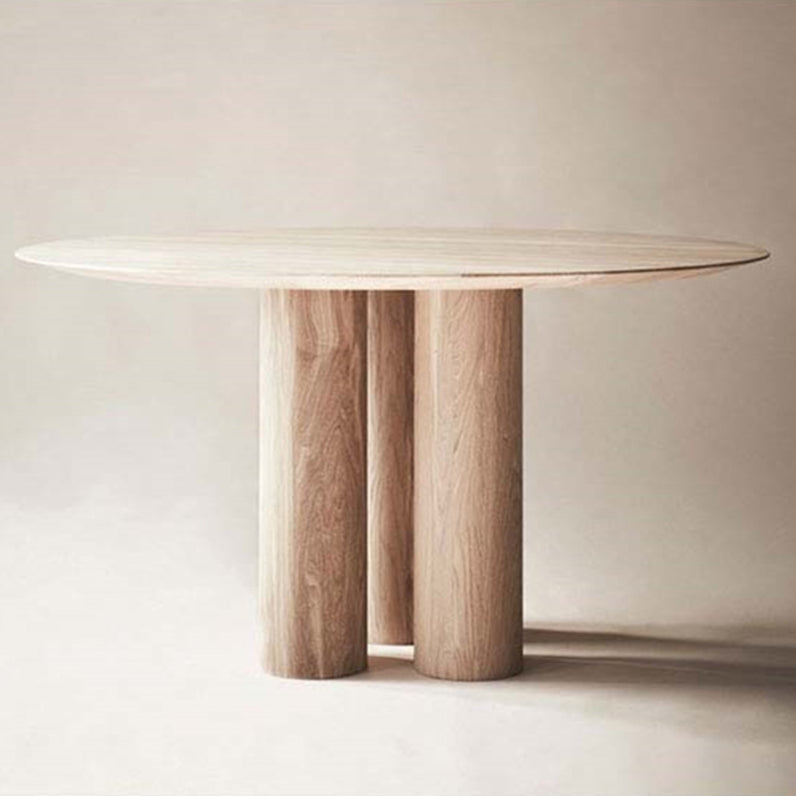 Solid Wood Top Dining Table Contemporary Round Dining Table with 3 Legs Natural 47.2"L x 47.2"W x 29.5"H Without Chairs Clearhalo 'Dining Tables & Seating' 'Dining Tables' 'dining_table' 'furn' 'furn_dining_table' 'Furniture' 'furniture_dining_table' 'Kitchen & Dining Furniture' 'kitchen' 'kitchen_dining_table' 4745947