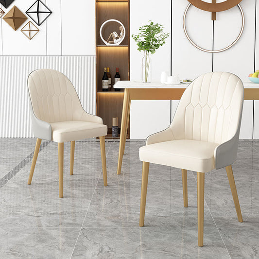 Scandinavian Style Arm Solid Back Dining Side Chair Leather Dining Chair Clearhalo 'Dining Chairs' 'Dining Tables & Seating' 'dining_chair' 'furn' 'furn_dining_chair' 'Furniture' 'furniture_dining_chair' 'Kitchen & Dining Furniture' 4746036