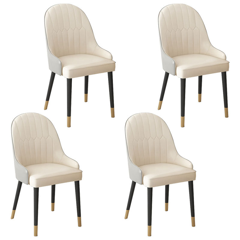 Scandinavian Style Arm Solid Back Dining Side Chair Leather Dining Chair White 4 Piece Set Black Gold Clearhalo 'Dining Chairs' 'Dining Tables & Seating' 'dining_chair' 'furn' 'furn_dining_chair' 'Furniture' 'furniture_dining_chair' 'Kitchen & Dining Furniture' 4746040