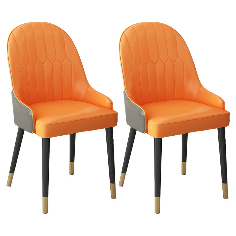 Scandinavian Style Arm Solid Back Dining Side Chair Leather Dining Chair Orange 2 Piece Set Black Gold Clearhalo 'Dining Chairs' 'Dining Tables & Seating' 'dining_chair' 'furn' 'furn_dining_chair' 'Furniture' 'furniture_dining_chair' 'Kitchen & Dining Furniture' 4746051