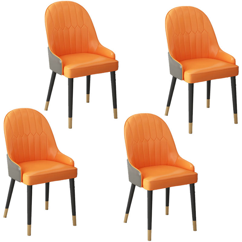 Scandinavian Style Arm Solid Back Dining Side Chair Leather Dining Chair Orange 4 Piece Set Black Gold Clearhalo 'Dining Chairs' 'Dining Tables & Seating' 'dining_chair' 'furn' 'furn_dining_chair' 'Furniture' 'furniture_dining_chair' 'Kitchen & Dining Furniture' 4746052