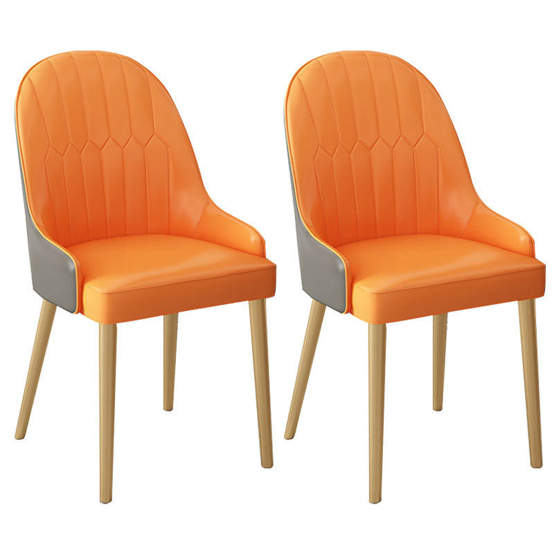Scandinavian Style Arm Solid Back Dining Side Chair Leather Dining Chair Orange 2 Piece Set Brass Gold Clearhalo 'Dining Chairs' 'Dining Tables & Seating' 'dining_chair' 'furn' 'furn_dining_chair' 'Furniture' 'furniture_dining_chair' 'Kitchen & Dining Furniture' 4746054