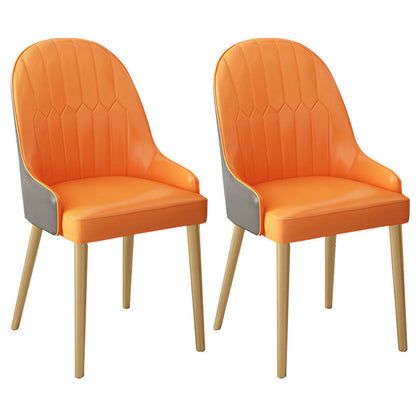 Scandinavian Style Arm Solid Back Dining Side Chair Leather Dining Chair Orange 2 Piece Set Brass Gold Clearhalo 'Dining Chairs' 'Dining Tables & Seating' 'dining_chair' 'furn' 'furn_dining_chair' 'Furniture' 'furniture_dining_chair' 'Kitchen & Dining Furniture' 4746054