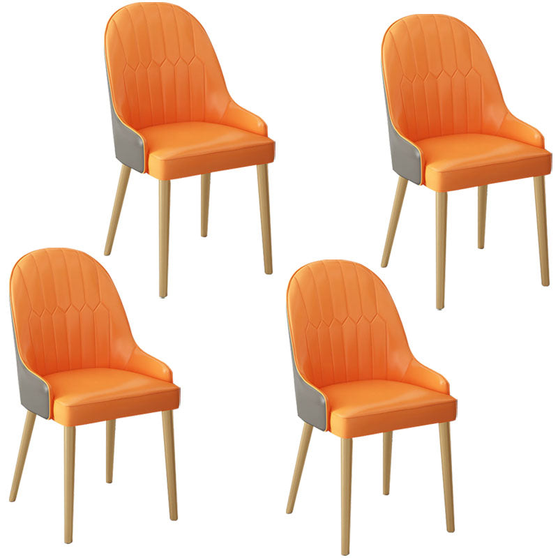 Scandinavian Style Arm Solid Back Dining Side Chair Leather Dining Chair Orange 4 Piece Set Brass Gold Clearhalo 'Dining Chairs' 'Dining Tables & Seating' 'dining_chair' 'furn' 'furn_dining_chair' 'Furniture' 'furniture_dining_chair' 'Kitchen & Dining Furniture' 4746055