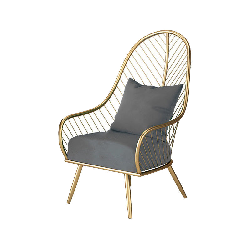 Scandinavian Style Open Back Arm Dining Chairs Linen Dining Chairs Grey 1 Piece Clearhalo 'Dining Chairs' 'Dining Tables & Seating' 'dining_chair' 'furn' 'furn_dining_chair' 'Furniture' 'furniture_dining_chair' 'Kitchen & Dining Furniture' 4746063