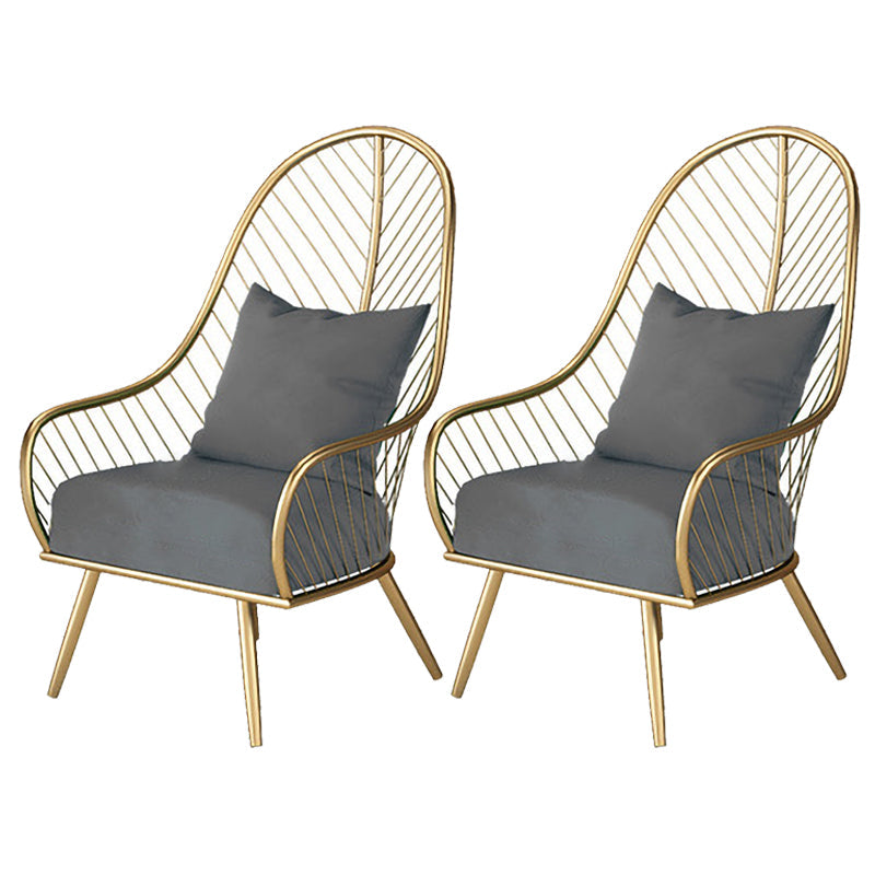 Scandinavian Style Open Back Arm Dining Chairs Linen Dining Chairs Grey 2 Piece Set Clearhalo 'Dining Chairs' 'Dining Tables & Seating' 'dining_chair' 'furn' 'furn_dining_chair' 'Furniture' 'furniture_dining_chair' 'Kitchen & Dining Furniture' 4746066
