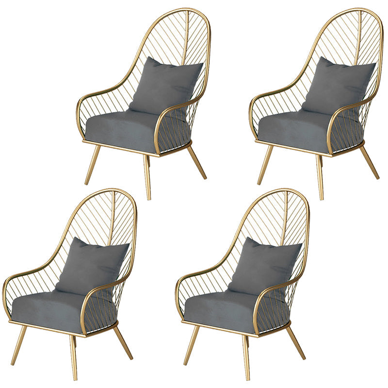 Scandinavian Style Open Back Arm Dining Chairs Linen Dining Chairs Grey 4 Piece Set Clearhalo 'Dining Chairs' 'Dining Tables & Seating' 'dining_chair' 'furn' 'furn_dining_chair' 'Furniture' 'furniture_dining_chair' 'Kitchen & Dining Furniture' 4746068