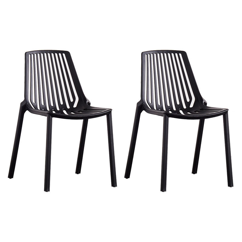 Modern Chairs Dining Stackable Armless Chairs with Plastic Legs for Kitchen Black 2 Piece Set Clearhalo 'Dining Chairs' 'Dining Tables & Seating' 'dining_chair' 'furn' 'furn_dining_chair' 'Furniture' 'furniture_dining_chair' 'Kitchen & Dining Furniture' 4746082