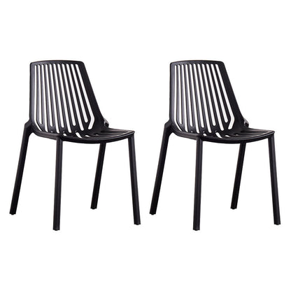Modern Chairs Dining Stackable Armless Chairs with Plastic Legs for Kitchen Black 2 Piece Set Clearhalo 'Dining Chairs' 'Dining Tables & Seating' 'dining_chair' 'furn' 'furn_dining_chair' 'Furniture' 'furniture_dining_chair' 'Kitchen & Dining Furniture' 4746082